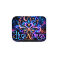 Hugs & Drugs Neon Lotus Sherpa Blanket – Psychedelic Heart Design | Cozy Fleece Throw