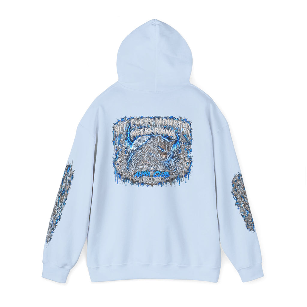 Wolf Alpha Club Hoodie – Hugs & Drugs Unisex Wolf Graphic Sweatshirt | Edgy Streetwear