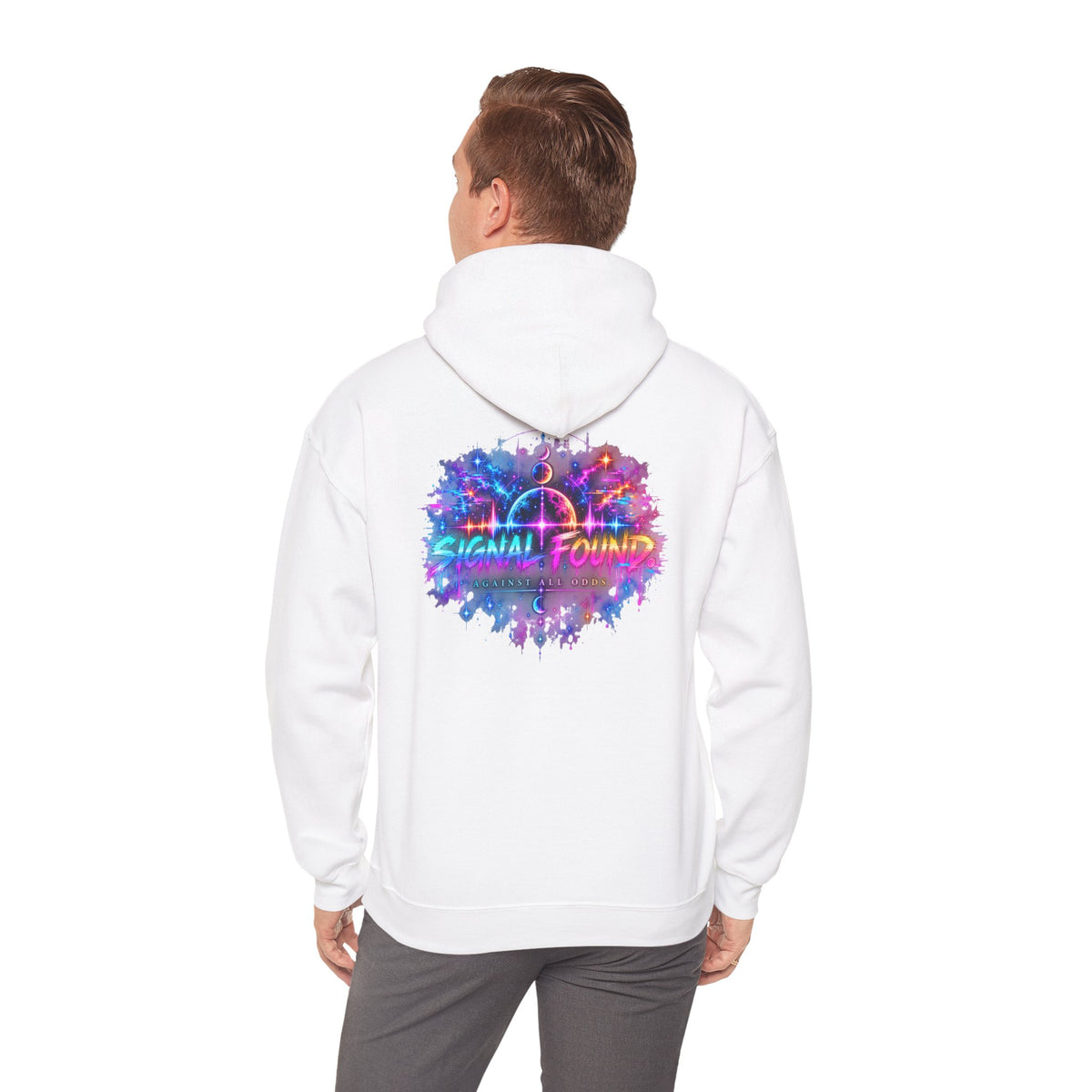 Different Worlds, Same Wavelength Hoodie | Signal Found Neon Graphic Sweatshirt | Hugs & Drugs