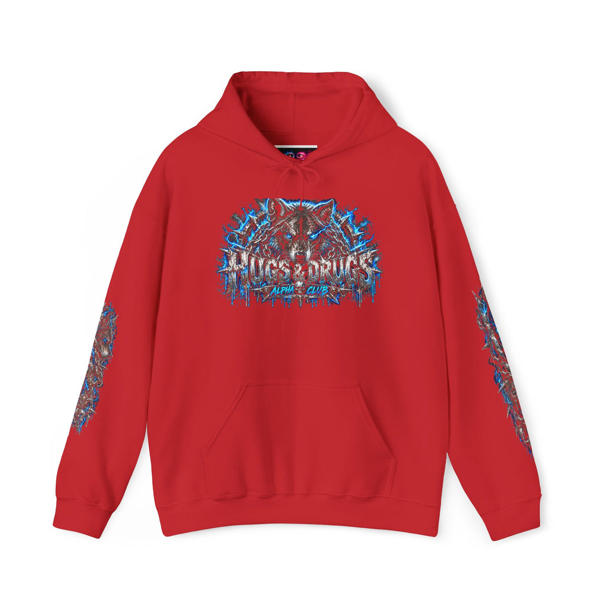 Wolf Alpha Club Hoodie – Hugs & Drugs Unisex Wolf Graphic Sweatshirt | Edgy Streetwear