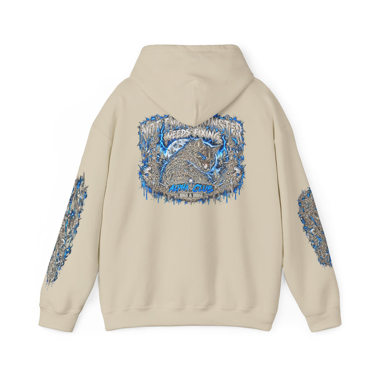 Wolf Alpha Club Hoodie – Hugs & Drugs Unisex Wolf Graphic Sweatshirt | Edgy Streetwear