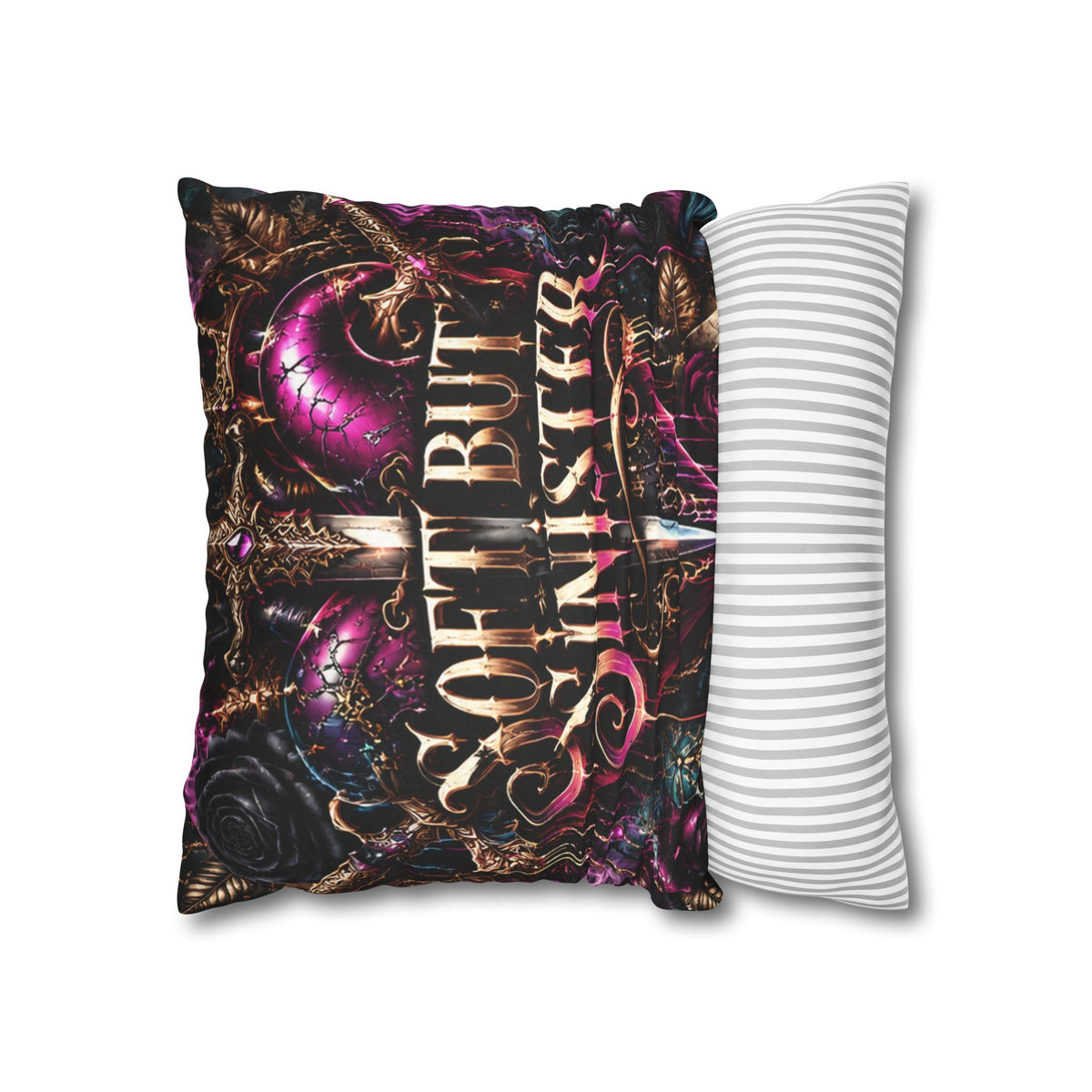 Soft But Sinister Gothic Throw Pillow Cover | Dark Fantasy Decor | Hugs & Drugs