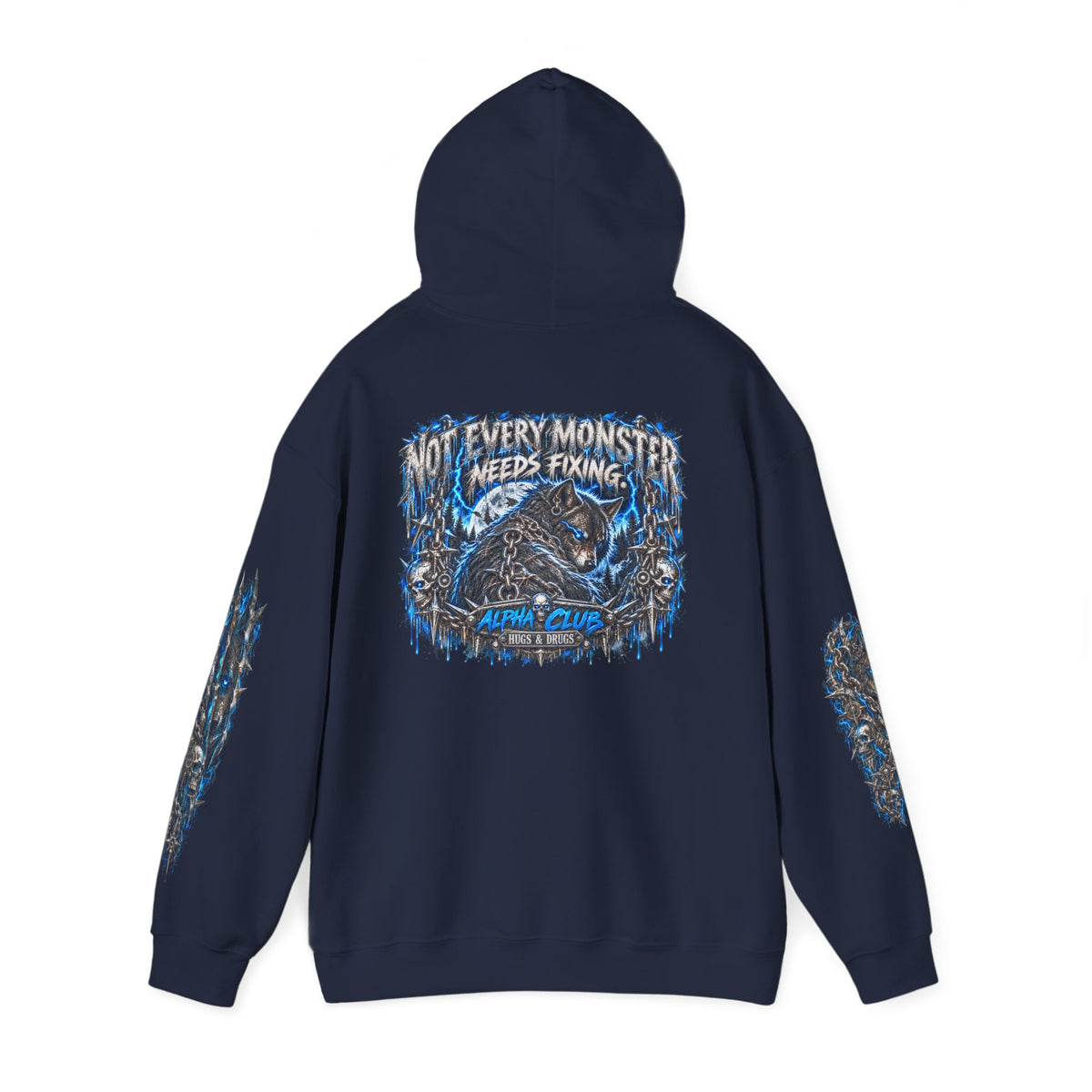 Wolf Alpha Club Hoodie – Hugs & Drugs Unisex Wolf Graphic Sweatshirt | Edgy Streetwear