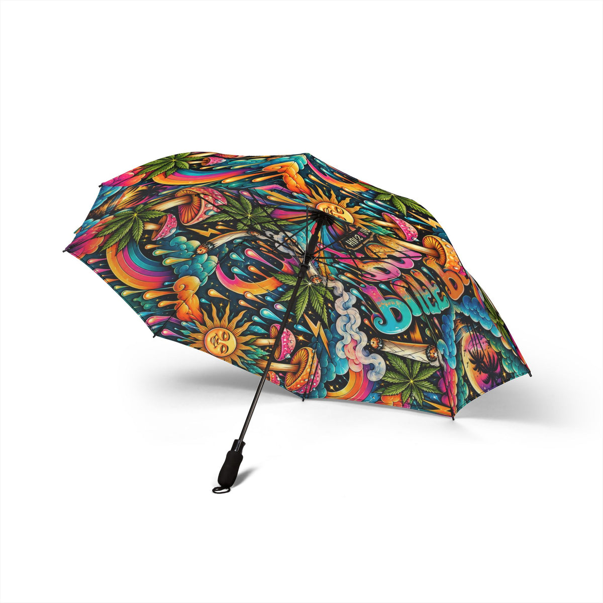 Puff Puff Pour Psychedelic Umbrella | Colorful Foldable Rain Umbrella | Hugs & Drugs
