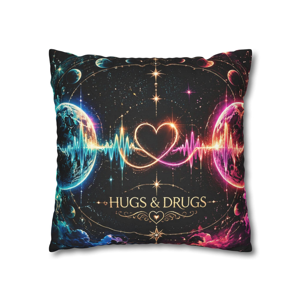 Different Worlds, Same Connection | Neon Heart Throw Pillow Cover | Hugs & Drugs