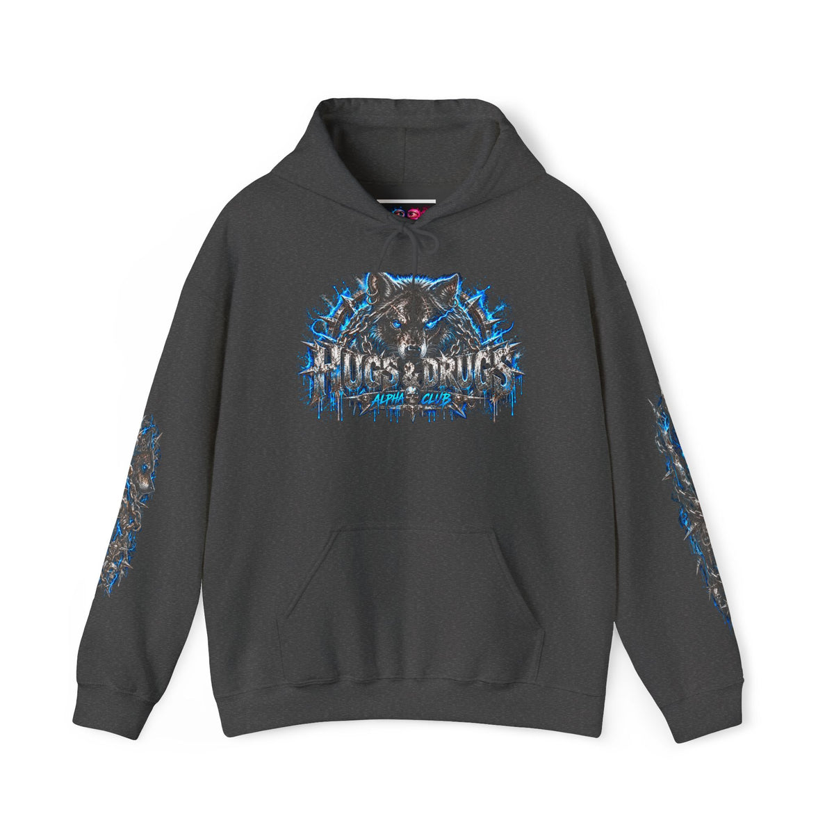 Wolf Alpha Club Hoodie – Hugs & Drugs Unisex Wolf Graphic Sweatshirt | Edgy Streetwear
