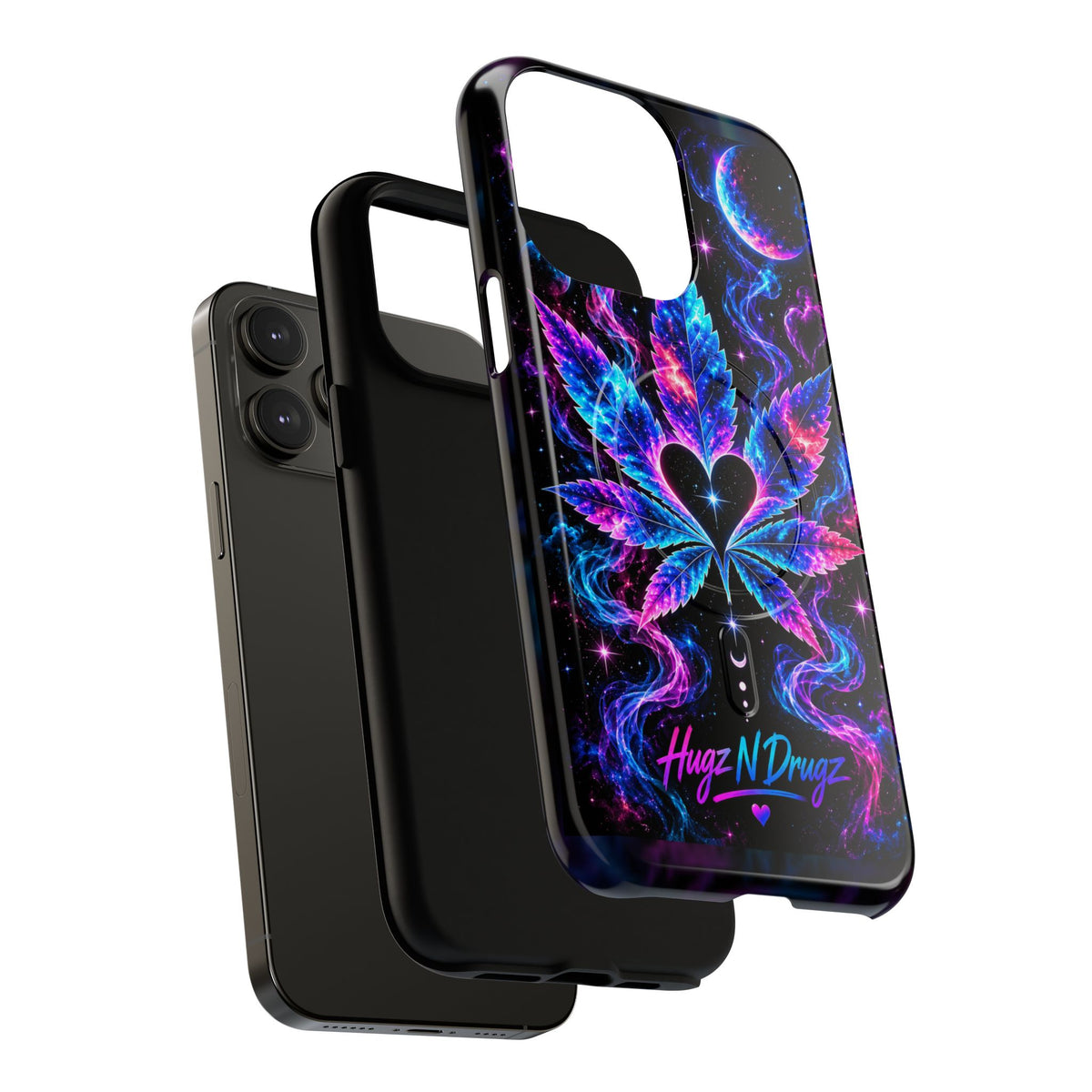 Hugs & Drugs Neon Butterfly Phone Case | Psychedelic Floral MagSafe Compatible Tough iPhone Case