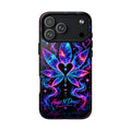Hugs & Drugs Neon Butterfly Phone Case | Psychedelic Floral MagSafe Compatible Tough iPhone Case