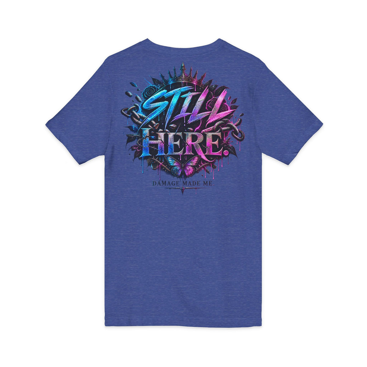 Damage Made Me Still Savage V-Neck T-Shirt | Still Here Graphic Tee | Resilience Streetwear