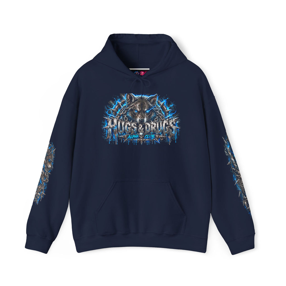 Wolf Alpha Club Hoodie – Hugs & Drugs Unisex Wolf Graphic Sweatshirt | Edgy Streetwear