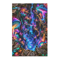 Enchanted Mushroom Forest Area Rug | Neon Fantasy Waterfall Rug | Psychedelic Woodland Decor