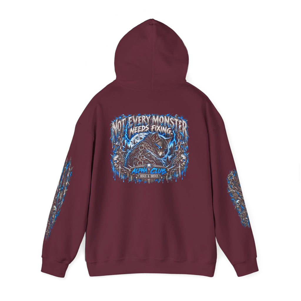 Wolf Alpha Club Hoodie – Hugs & Drugs Unisex Wolf Graphic Sweatshirt | Edgy Streetwear