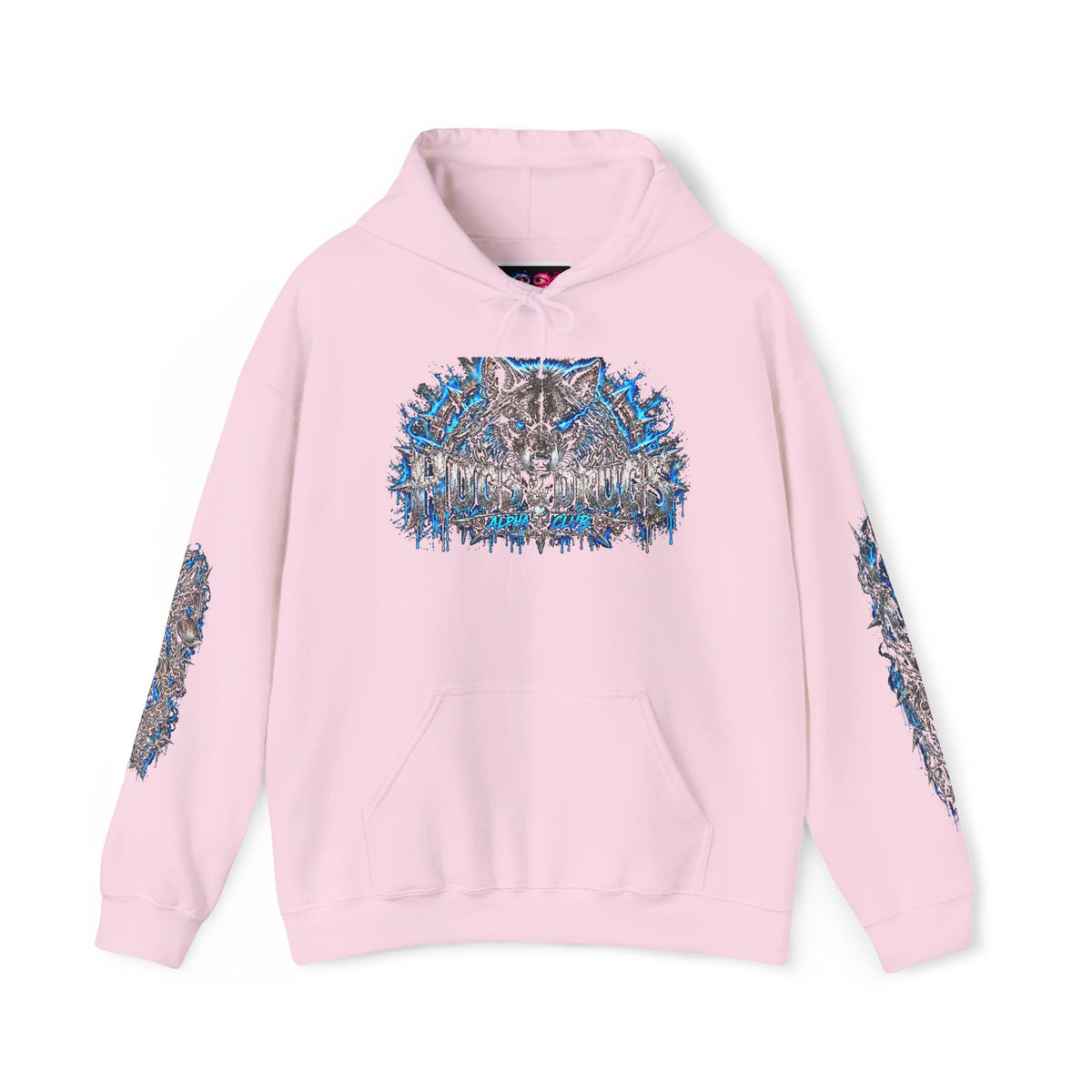 Wolf Alpha Club Hoodie – Hugs & Drugs Unisex Wolf Graphic Sweatshirt | Edgy Streetwear