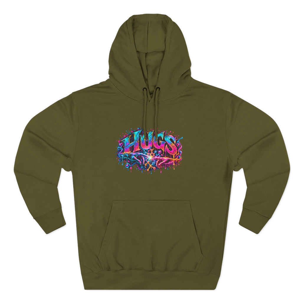 Neon HUGS Hoodie | Psychedelic Graffiti Graphic Fleece Sweatshirt