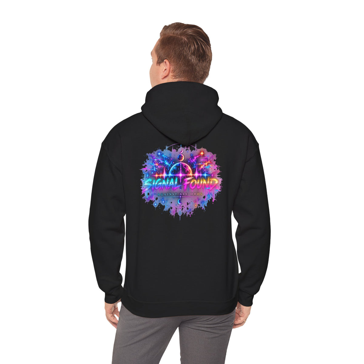 Different Worlds, Same Wavelength Hoodie | Signal Found Neon Graphic Sweatshirt | Hugs & Drugs