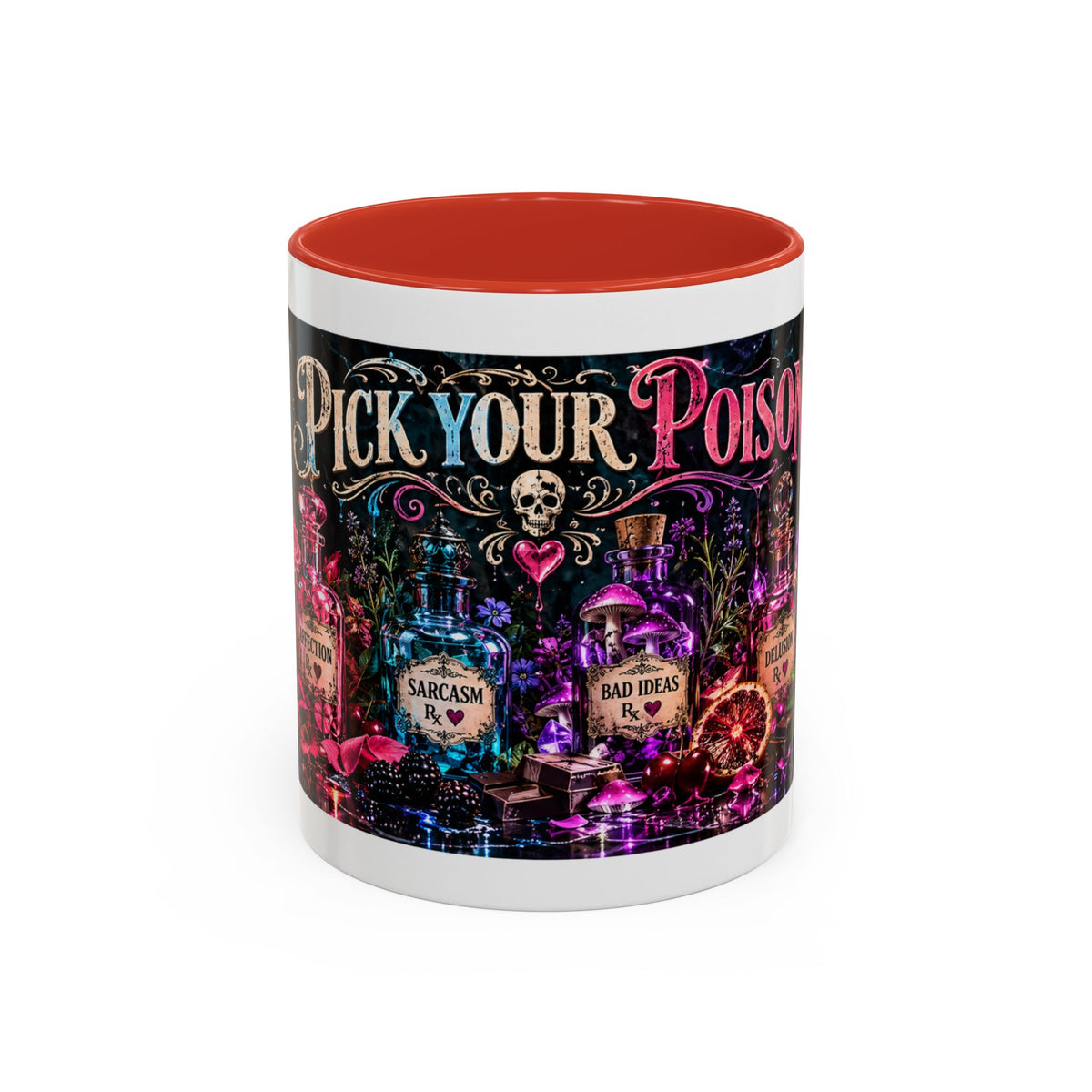 Pick Your Poison Coffee Mug | Gothic Apothecary & Psychedelic Mushroom Art | 11oz & 15oz