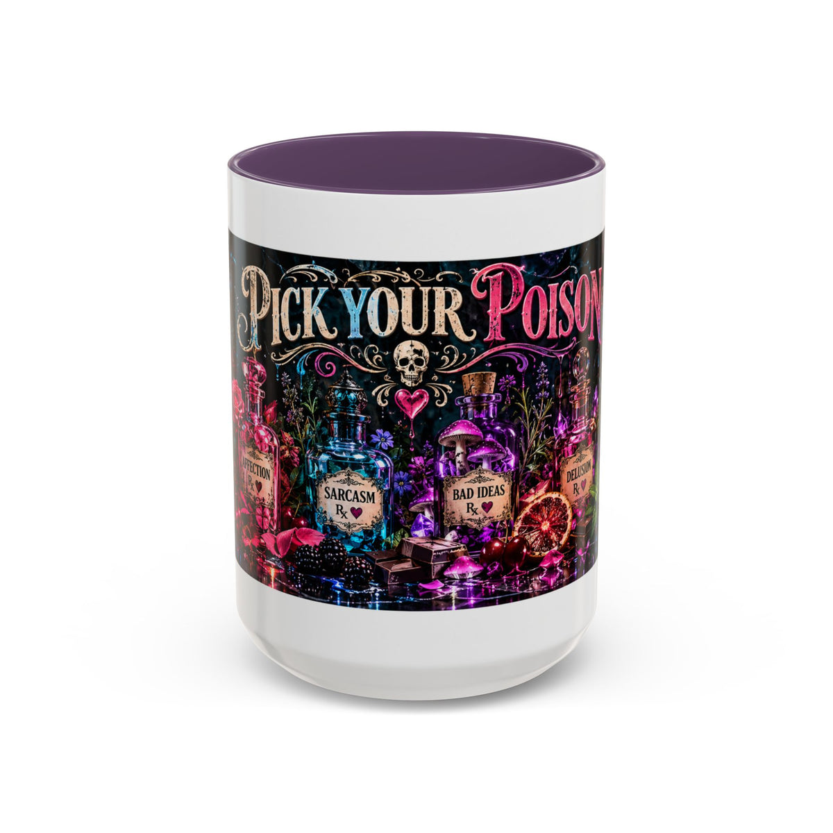 Pick Your Poison Coffee Mug | Gothic Apothecary & Psychedelic Mushroom Art | 11oz & 15oz
