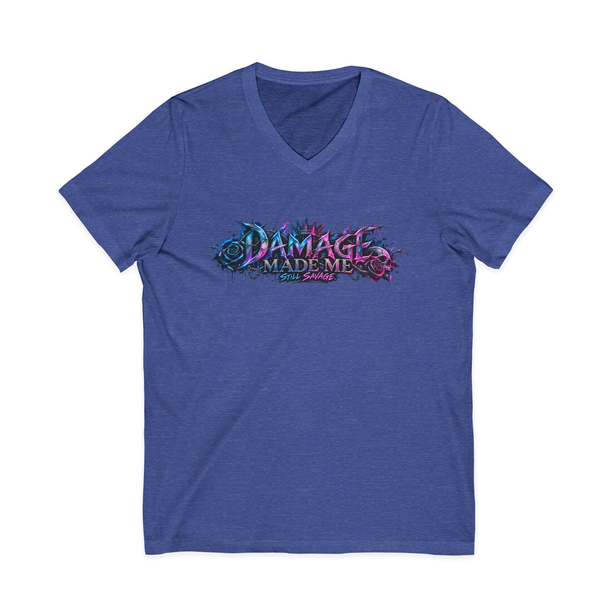 Damage Made Me Still Savage V-Neck T-Shirt | Still Here Graphic Tee | Resilience Streetwear