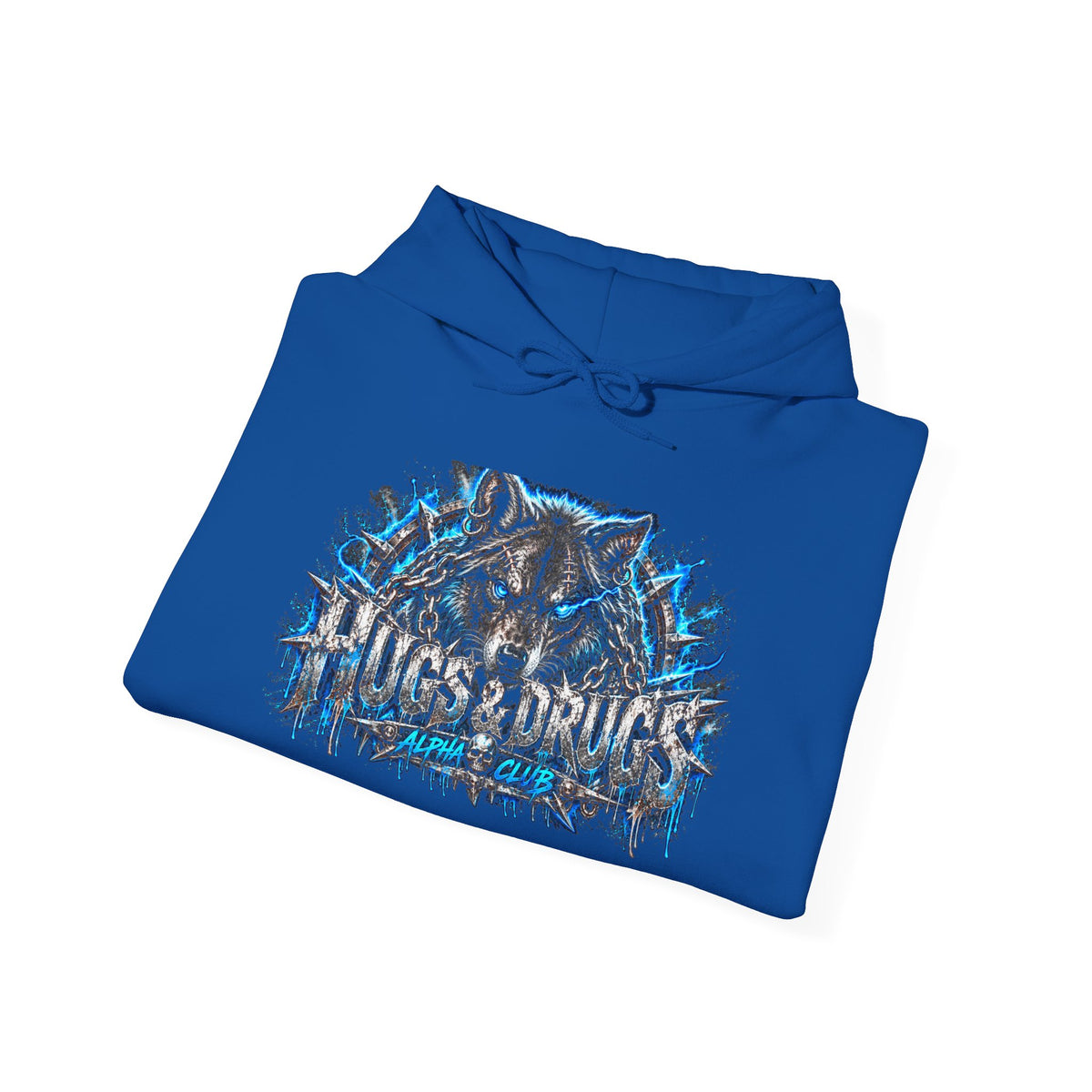 Wolf Alpha Club Hoodie – Hugs & Drugs Unisex Wolf Graphic Sweatshirt | Edgy Streetwear