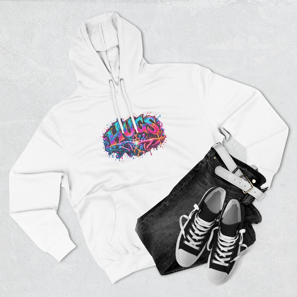 Neon HUGS Hoodie | Psychedelic Graffiti Graphic Fleece Sweatshirt