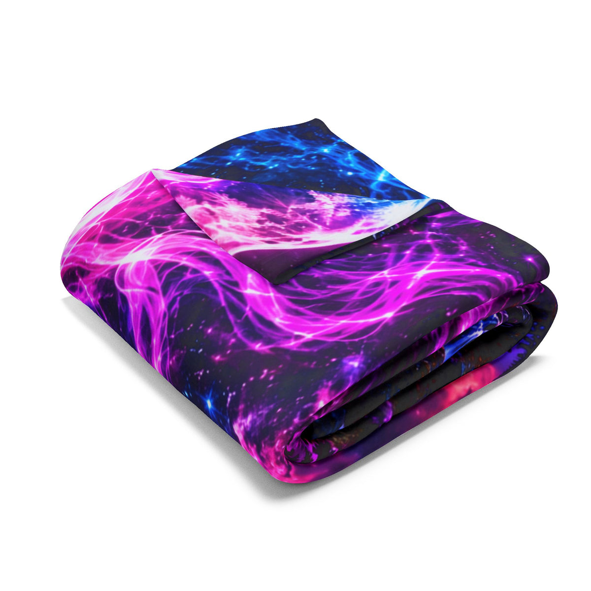 Aurora Wolf Fleece Blanket — Neon Wolves Heart Night Sky Throw