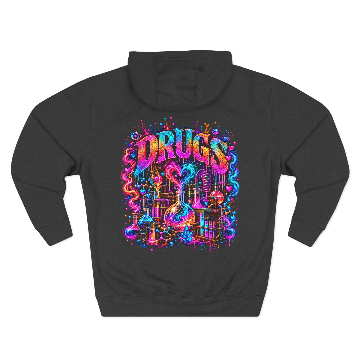 Neon HUGS Hoodie | Psychedelic Graffiti Graphic Fleece Sweatshirt