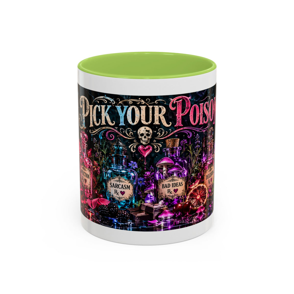 Pick Your Poison Coffee Mug | Gothic Apothecary & Psychedelic Mushroom Art | 11oz & 15oz