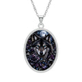Feral Soul Wolf Necklace | Gothic Wolf Oval Pendant | Stainless Steel & Sterling Silver Jewelry