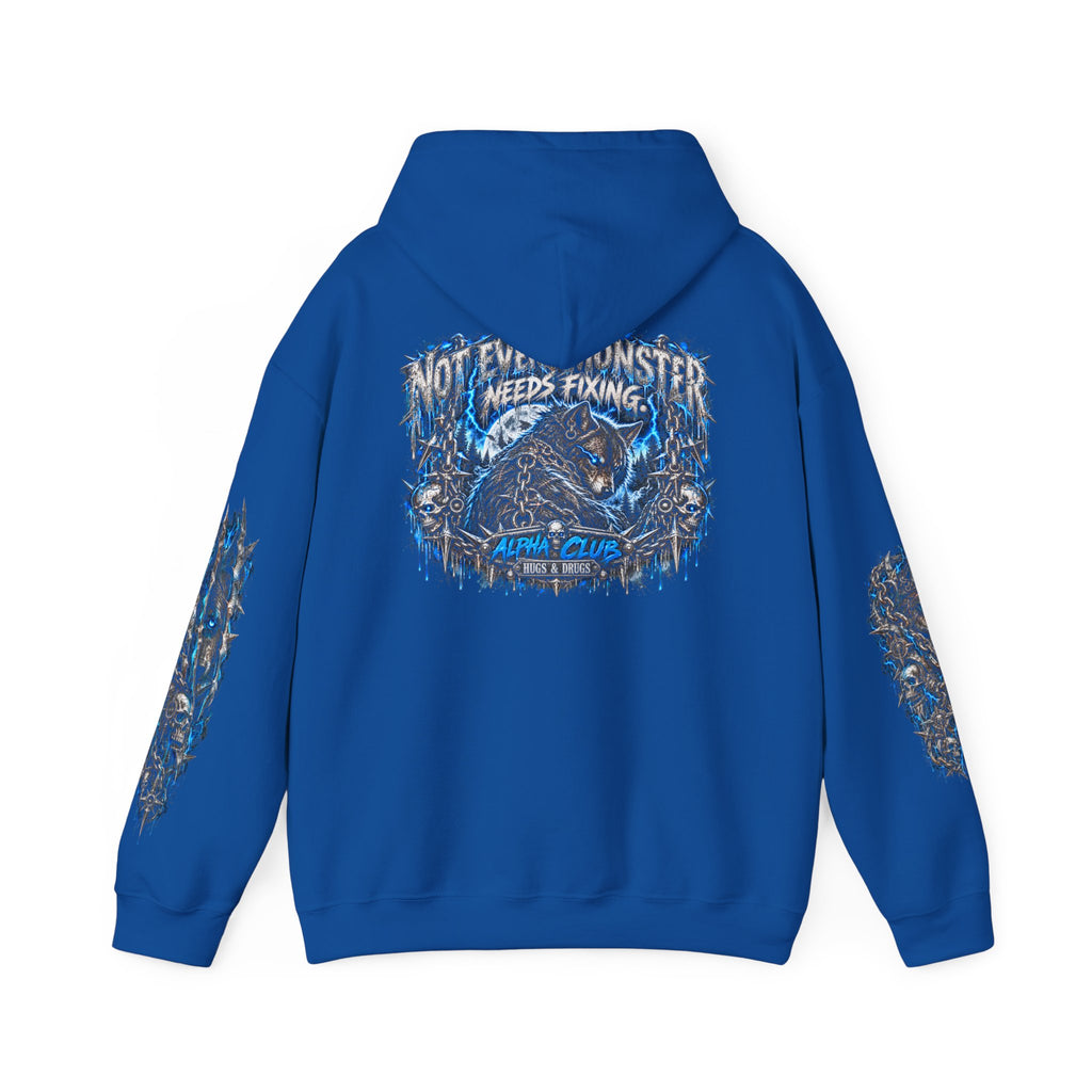Wolf Alpha Club Hoodie – Hugs & Drugs Unisex Wolf Graphic Sweatshirt | Edgy Streetwear